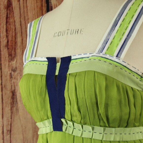 Philosophy by Alberta Ferretti Womens Mini Dress, Green Silk , Size 4, - Picture 7 of 11